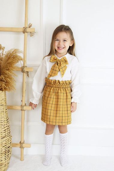 Girl's Parla Mustard Skirt Blouse Suit TKM-0183.22 - photo 1