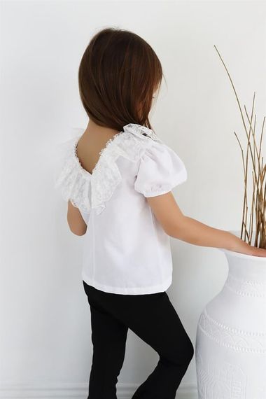 Girl's Queen Crew Neck Lace Detailed Blouse Spanish Leggings Trousers Bottom Top Evening Dress Suit TKM-0188.1 - photo 5