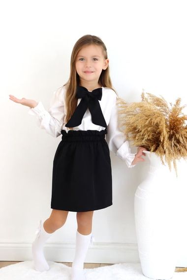 Girl's Parla Black Skirt Blouse Set - photo 1