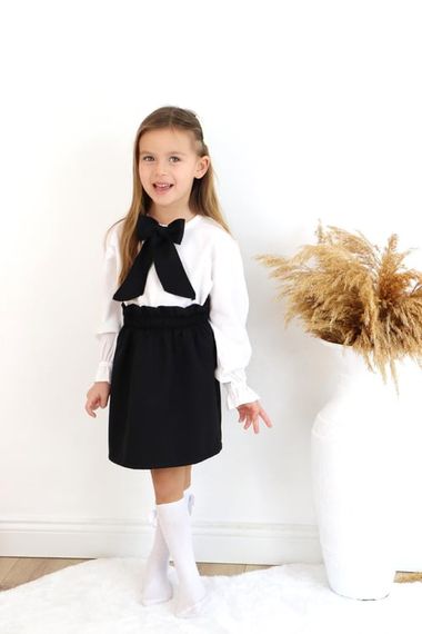 Girl's Parla Black Skirt Blouse Set - photo 2