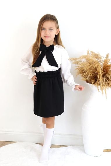 Girl's Parla Black Skirt Blouse Set - photo 5