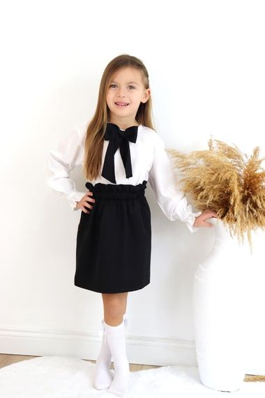 Girl's Parla Black Skirt Blouse Set - photo 4