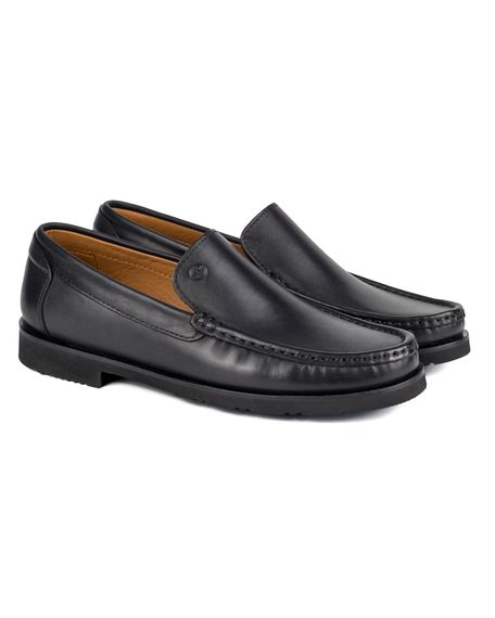 Lento Siyah Hakiki Deri Erkek Loafer Ayakkabı - fotoğraf 2