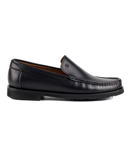 Lento Siyah Hakiki Deri Erkek Loafer Ayakkabı - fotoğraf 1