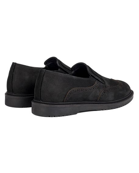 Akor-K Siyah Hakiki Nubuk Deri Günlük Klasik Erkek Ayakkabı - fotoğraf 4
