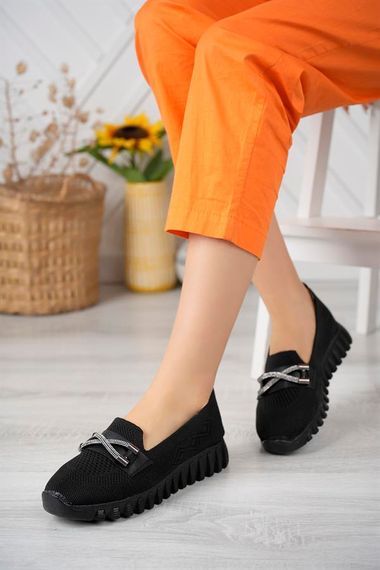 Aymood Buckle Thick Sole Knitwear Ballet Ballet C Black Textile C Black Textile C Black Textile - photo 1
