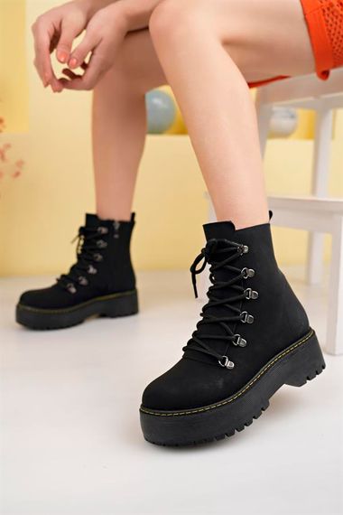 Aymood Lace-Up Capsule Women's Boots 5 Cm MLS Black Suede - photo 3