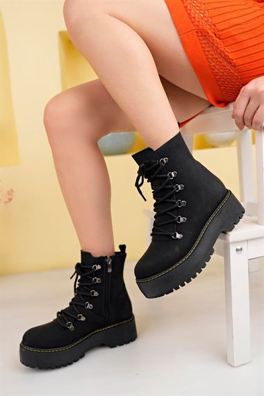 Aymood Lace-Up Capsule Women's Boots 5 Cm MLS Black Suede - photo 2