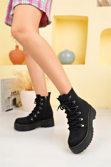 Aymood Lace-Up Capsule Women's Boots 5 Cm MLS Black Suede - photo 5