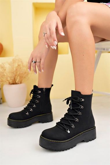 Aymood Lace-Up Capsule Women's Boots 5 Cm MLS Black Suede - photo 4