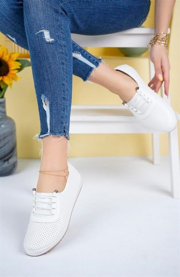 Жіноче ортопедичне взуття Aymood, без шнурків, комфортна підошва, 3 см підйом, модель для широких ніг, антибактеріальна устілка, біле, турецьке виробництво - фото 3