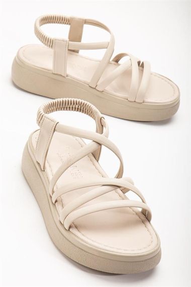 24413-841 Bej Dolgu Topuk Kadın Sandalet - photo 4