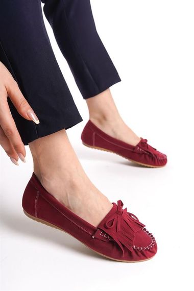 PS-100 Bordo Süet Püsküllü Günlük Kadın Babet - photo 4