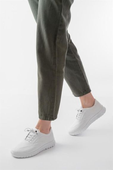 K-504 Beyaz Bağcıklı Desenli Günlük Spor Ayakkabı - photo 2