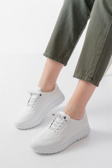 K-504 Beyaz Bağcıklı Desenli Günlük Spor Ayakkabı - photo 1