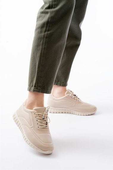 K-504 Bej Bağcıklı Desenli Günlük Spor Ayakkabı - photo 1