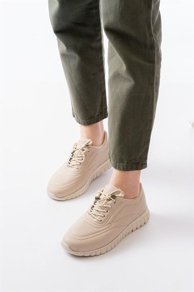 K-504 Bej Bağcıklı Desenli Günlük Spor Ayakkabı - photo 2