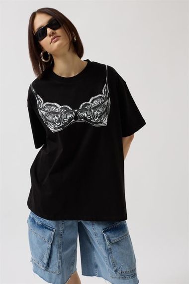 Baskılı Oversize T-Shirt - фото 4