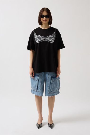 Baskılı Oversize T-Shirt - фото 2