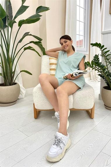 Yeşil Çizgili Şortlu Takım - фото 1