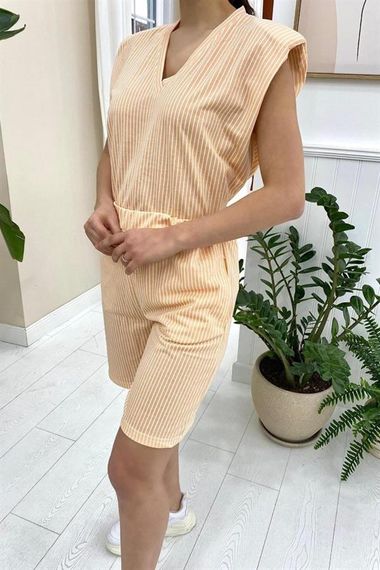 Oranj Çizgili Şortlu Takım - صورة 4