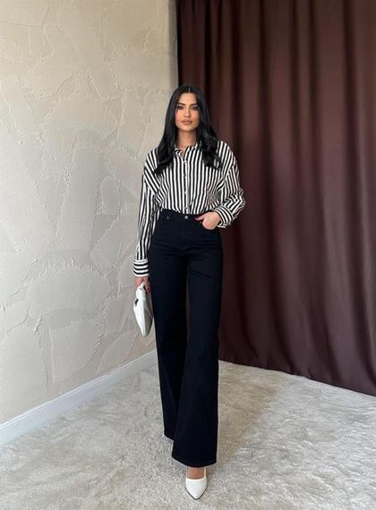 Siyah Comfy Jeans Pantolon - фото 1