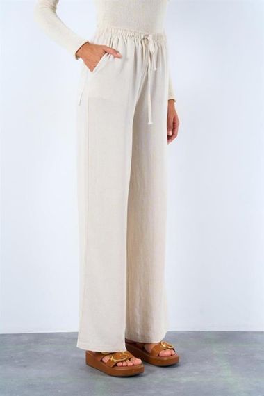 Arka Çift Cepli Pantolon - Naturel - фото 2