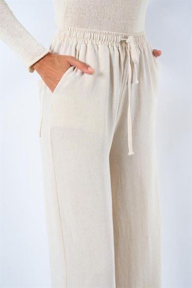 Arka Çift Cepli Pantolon - Naturel - фото 4