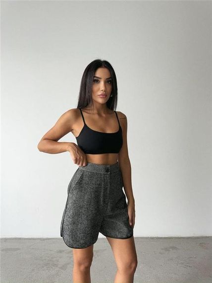 KAŞE KISA ŞORT - Siyah - photo 2