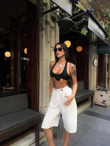 BERMUDA ŞORT KETEN - Ham - صورة 1