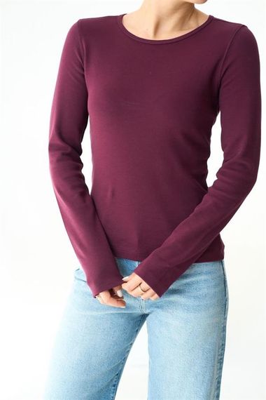 Uzun Kol Örme Body - Bordo - фото 3