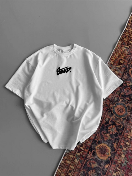 Baskılı Oversize T-Shirt - Beyaz