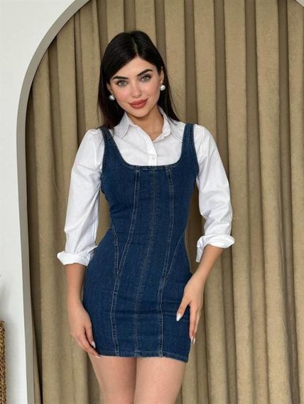 Zippe Detaylı Denim Elbise - фото 3