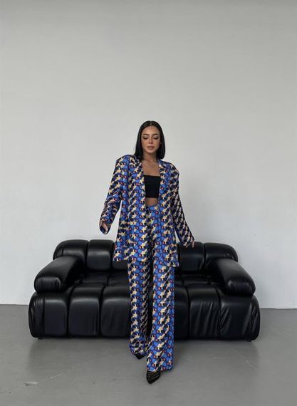 İki̇ Düğmeli̇ Desenli̇ Di̇ji̇tal Ceket - фото 4