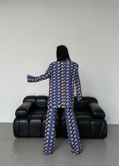 İki̇ Düğmeli̇ Desenli̇ Di̇ji̇tal Ceket - фото 2