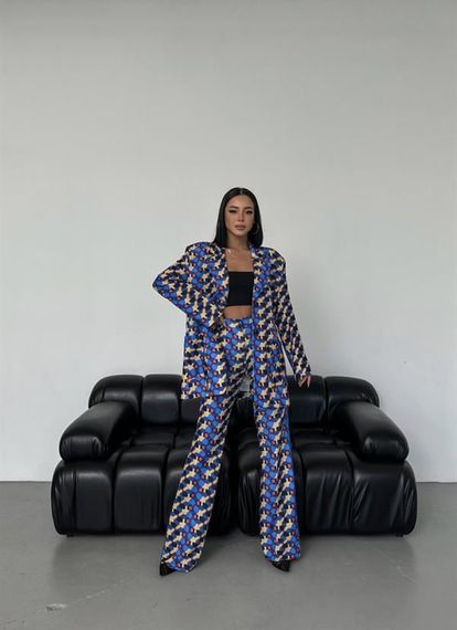 İki̇ Düğmeli̇ Desenli̇ Di̇ji̇tal Ceket - фото 3