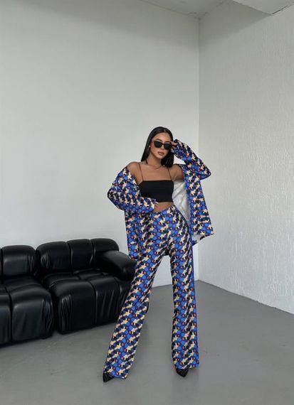 İki̇ Düğmeli̇ Desenli̇ Di̇ji̇tal Ceket - фото 1