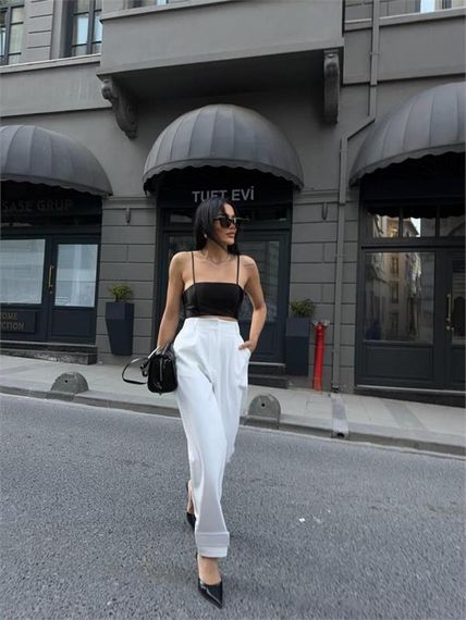 PAÇASI CIRTLI PANTOLON - Beyaz - фото 2