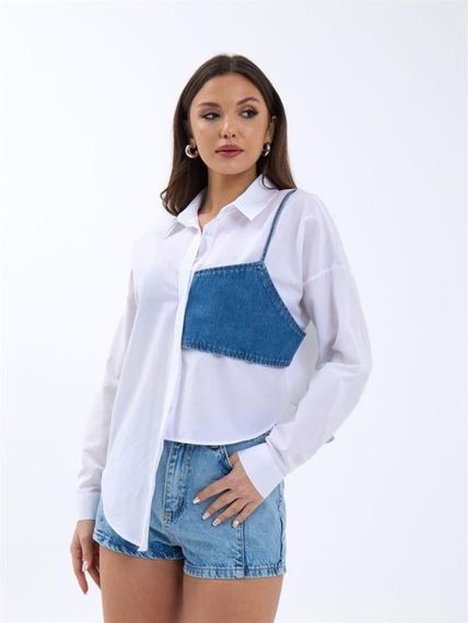 5419 GÖMLEK-MAVİ CEPLİ BEYAZ - фото 3