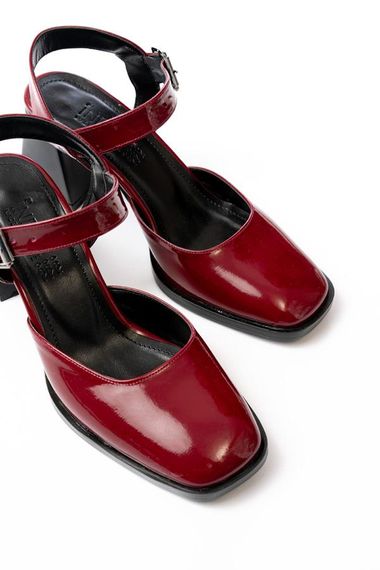 İNF-40450 Bordo Rugan Günlük Arkası Açık Topuklu Bayan Ayakkabı - fotoğraf 4