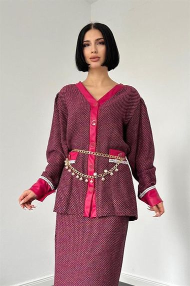 Fuşya Simli Tüvil Takım