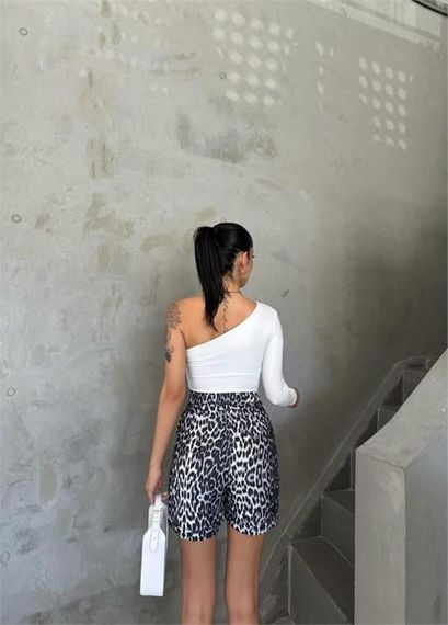 LEOPAR DESEN ŞORT - Gri - صورة 3