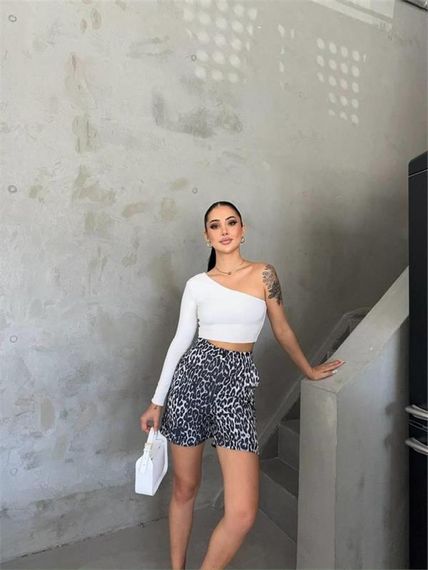 LEOPAR DESEN ŞORT - Gri - صورة 1