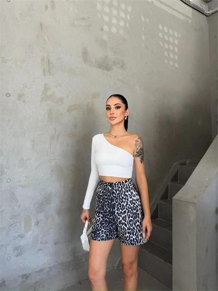 LEOPAR DESEN ŞORT - Gri - صورة 2