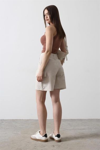 Cargo Cepli Şort - Taş - صورة 4