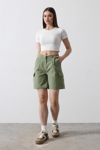 Cargo Cepli Şort - Haki - صورة 3