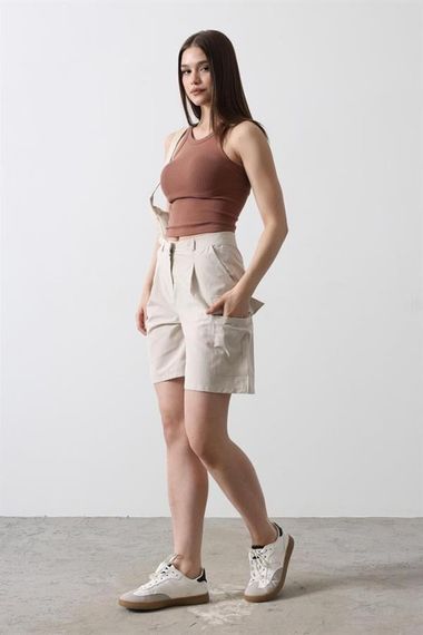 Cargo Cepli Şort - Taş - صورة 2