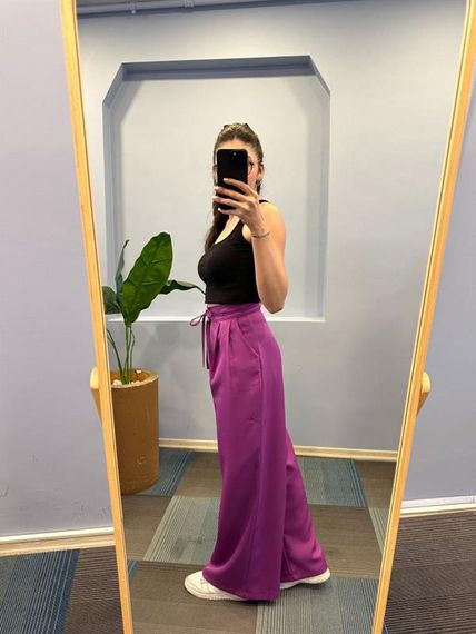 Yüksek Bel Kordon Detayli Pantolon - fotoğraf 3