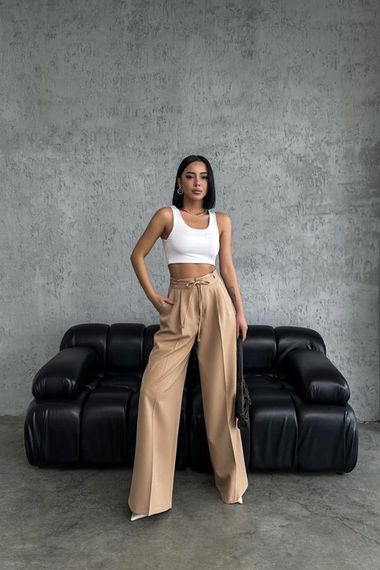 Yüksek Bel Kordon Detayli Pantolon - фото 1