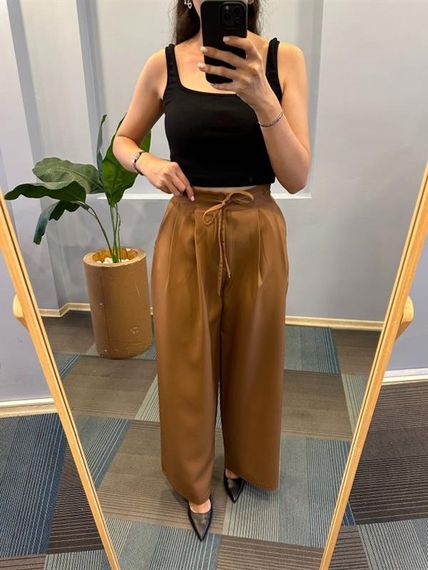 Yüksek Bel Kordon Detayli Pantolon - фото 2